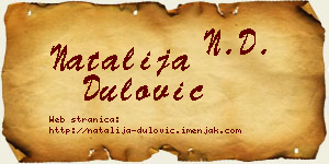 Natalija Dulović vizit kartica